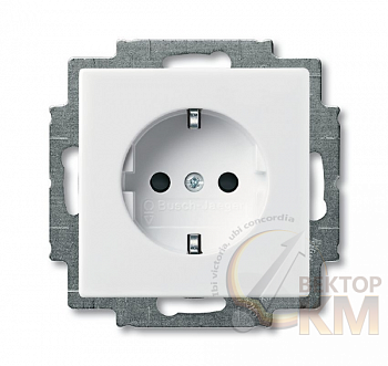 Розетка 1-м СП Basic 55 16А IP20 250В Schuko винт. клеммы альп. бел. ABB 2CKA002011A6155
