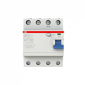 Выключатель дифференциального тока (УЗО) 4п 100А 100мА тип AC F204 ABB 2CSF204001R2900