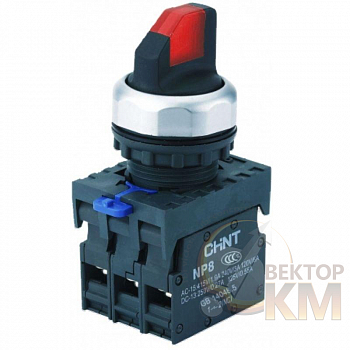 Переключатель с подсветкой NP8-11XD/214 2 полож. с фиксацией 1НО+1НЗ красн. AC 110В-230В(LED) IP65 (R) CHINT 667150