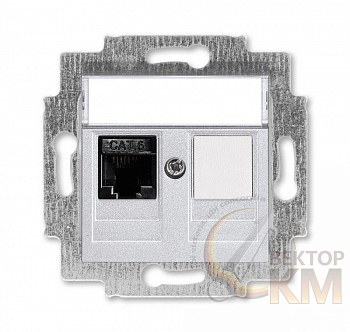 Розетка информационная Levit RJ45 кат. 6 и заглушка серебр. ABB 2CHH296117A6070