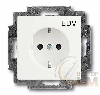 Розетка 1-м СП Solo/future 16А IP20 250В Schuko с маркир. "EDV" бел. бархат ABB 2CKA002013A5327