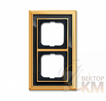 Рамка 2-м Династия Латунь полированная стекло черн. ABB 2CKA001754A4566