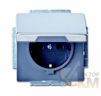 Розетка 1-м СП Pure 16А IP21 250В Schuko с крышкой сталь ABB 2CKA002018A1490