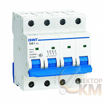 Выключатель автоматический модульный 4п D 6А 6кА NB1-63 (R) CHINT 179765