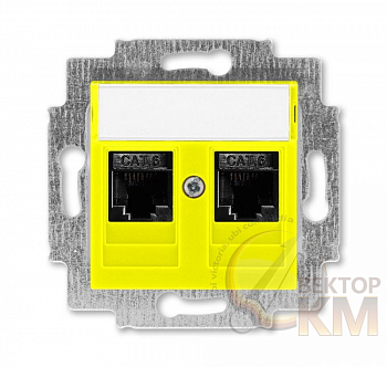 Розетка информационная Levit двойная 2хRJ45 кат. 6 желт. ABB 2CHH296118A6064