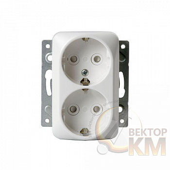 Розетка 2-м СП Jussi 16А IP21 250В с заземл. Double Schuko зажим. клеммы бел. ABB 2TKA000939G1