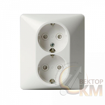 Розетка 2-м СП Jussi 16А IP21 250В с заземл. Double Schuko зажим. клеммы в сборе бел. ABB 2TKA000945G1