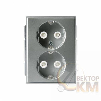 Розетка 2-м СП Impressivo 16А IP20 230В Double Schuko алюм. ABB 2TKA00000441