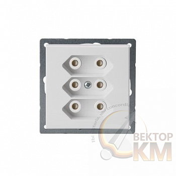 Розетка 3-м СП 3мод. EuroSocket 6А IP20 230В без заземл. бел. ABB 2TKA00000433
