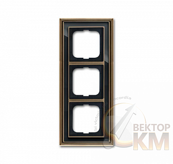 Рамка 3-м Династия Латунь античная стекло черн. ABB 2CKA001754A4587