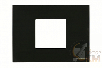 Рамка итальянского стандарта 3M 2-мод. базовая Zenit стекло черн. ABB 2CLA247200N3101