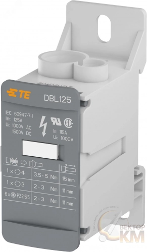 1SNL312510R0000 TEConnectivity(Enterlec,Tyco) | Блок DBL125 распределительный, 125А, 1 -полюсный TE (бывш. АВВ) 