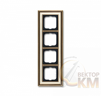 Рамка 4-м Династия Латунь античная стекло бел. ABB 2CKA001754A4583