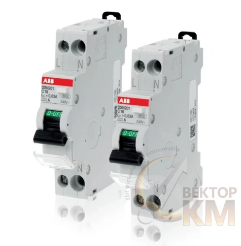 2CSR255050R1164 ABB | Выключатель автоматический дифференциального тока 2п (1P+N) C 16А 30мА тип AC 6кА DSN201  