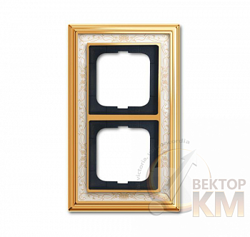 Рамка 2-м Династия Латунь полированная белая роспись ABB 2CKA001754A4571