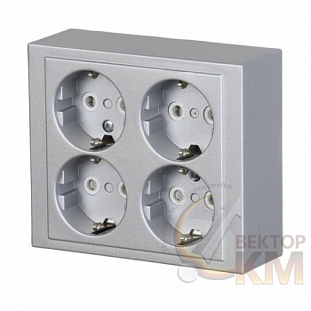Розетка 4-м ОП Impressivo 16А IP21 Schuko алюм. ABB 2TKA00001615