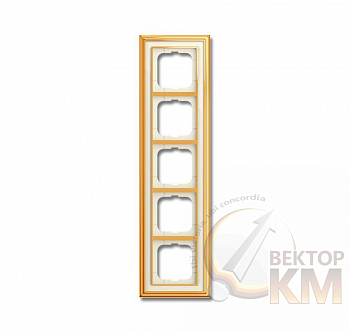 Рамка 5-м Династия Латунь полированная стекло бел. ABB 2CKA001754A4564