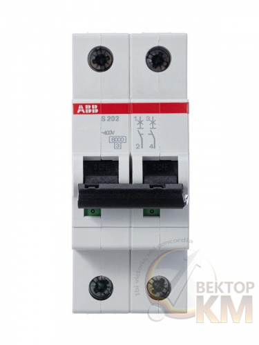 ABB  | Выключатель автоматический модульный 2п C 0.5А 6кА S202 C0.5  2CDS252001R0984