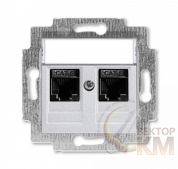 Розетка информационная Levit двойная 2хRJ45 кат. 6 серебр. ABB 2CHH296118A6070