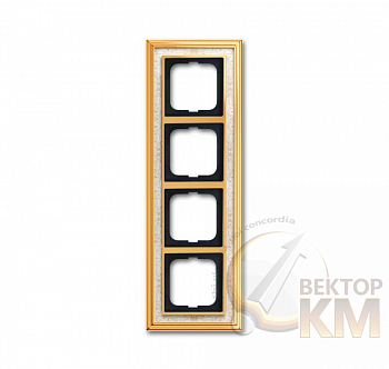 Рамка 4-м Династия Латунь полированная белая роспись ABB 2CKA001754A4573