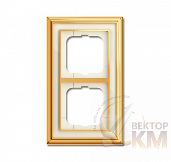 Рамка 2-м Династия Латунь полированная стекло бел. ABB 2CKA001754A4561