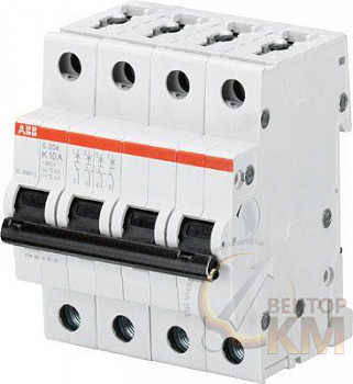 Выключатель автоматический модульный 4п K 63А 10кА S204M K63 ABB 2CDS274001R0607