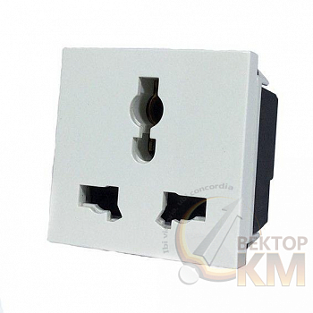 Механизм розетки 1-м СП 2мод. Zenit 15А IP20 127-230В универс. 2P+E с заземл. шампань ABB 2CLA223900N1901