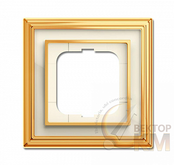 Рамка 1-м Династия Латунь полированная стекло бел. ABB 2CKA001754A4560