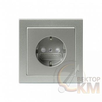 Розетка 1-м СП Impressivo 16А IP20 230В Schuko с рамкой алюм. ABB 2TKA00000439