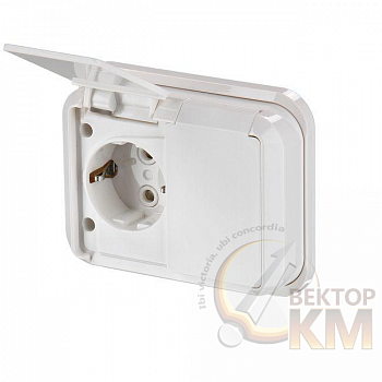 Розетка 2-м СП Jussi 16А IP44 250В с заземл. Double Schuko винт. клеммы бел. ABB 2TKA000943G1